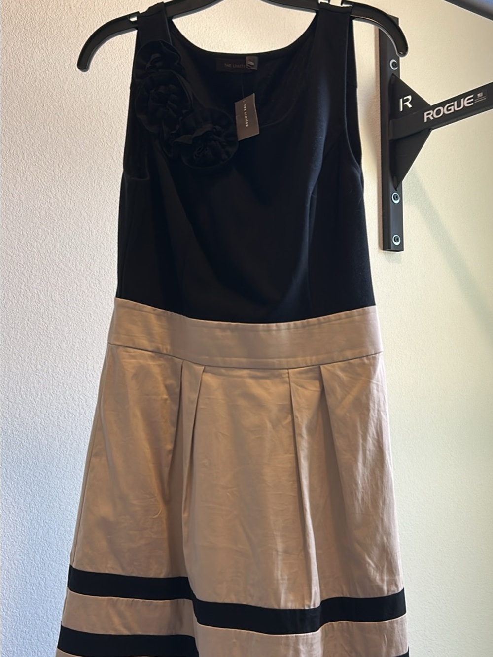 The Limited Two-Tone Black and Cream A-Line Skirt Dress